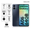 Celular Samsung Galaxy A06 4G 64GB, 4GB RAM, cámara principal 50MP + 2MP, frontal 8MP, 6.7", negro