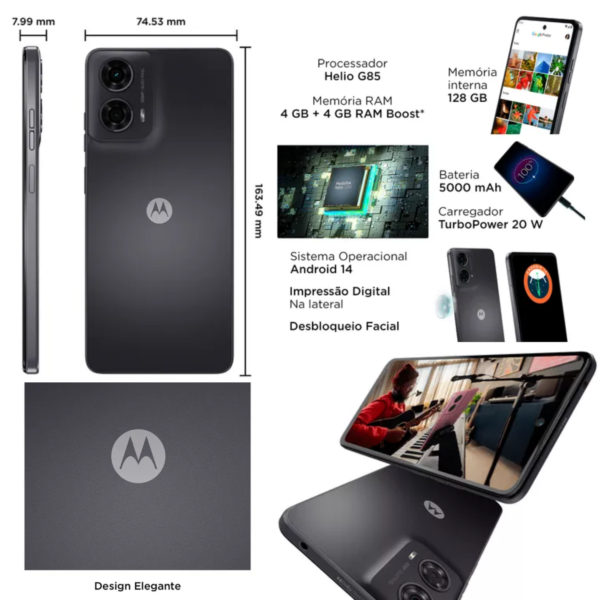 CELULAR MOTOROLA G24 256GB 4GB RAM 50MP + 2MP 6.6' NEGRO